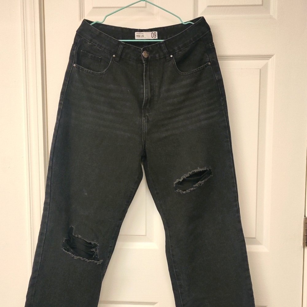 Sz 9 Refuge wide leg black Jeans